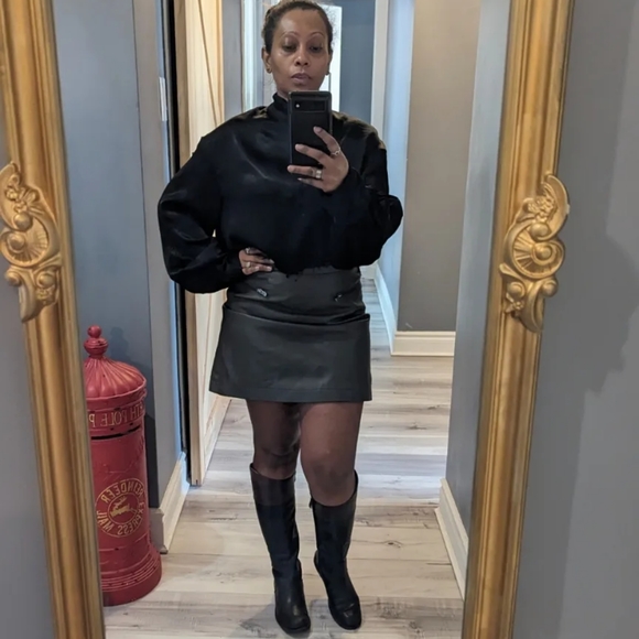 Mango faux leather skirt, olive colour - Picture 4 of 4